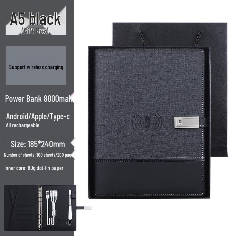 

Набор блокнота на кольцах формата A5 с настольной лампой и беспроводным зарядным устройством - Индивидуализированный бизнес-подарок A5 Notebook + 16GB USB