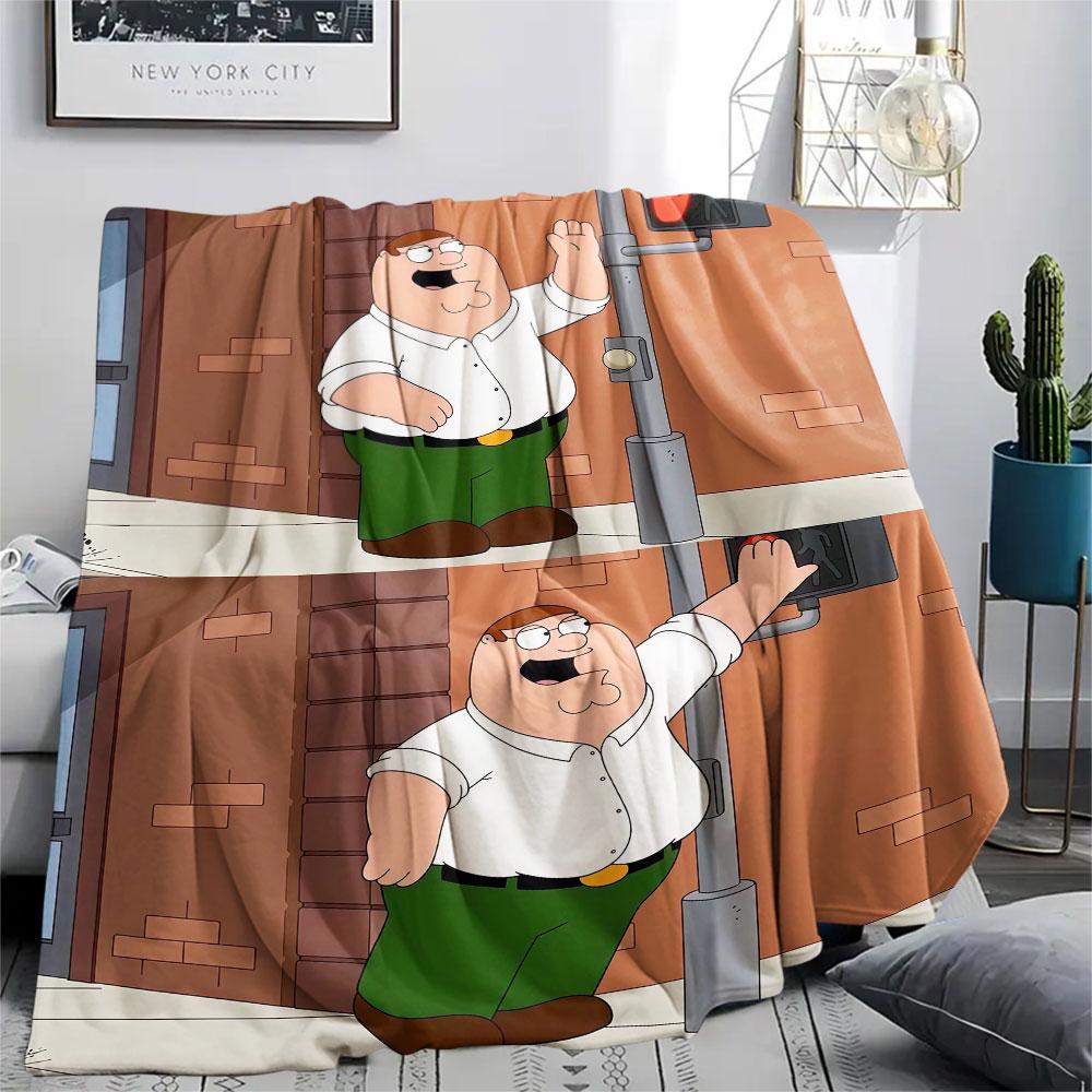 Peter Griffin Printed Flannel Blanket, soft throw for bedroom sofa, washable, fan merchandise, great gift.