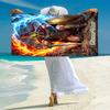 1PC Custom Name "Warrior's Flame Shield" Beach Towel Highly Absorbent And Sand-Resistant Towel for Swimming, Pool, Yoga, And Travel Lightweight