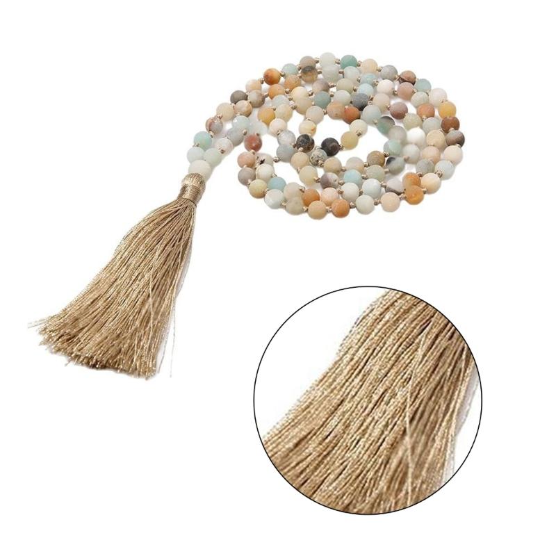 Meditation Necklace with 108 Prayer Beads Long Tassels Yoga Jewelry Mindfulness Necklace for Men or Women