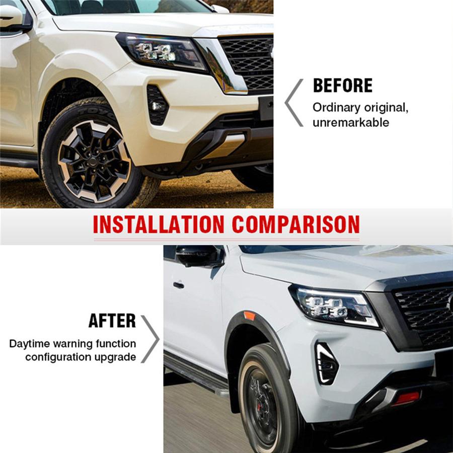 Pair LED DRL Daytime Running Light Fog Lamp Turn Signal For Nissan Navara 20-22