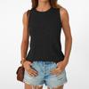 Summer New Women's Solid Color Sleeveless Knit T-Shirt Casual Round Neck Tank Top