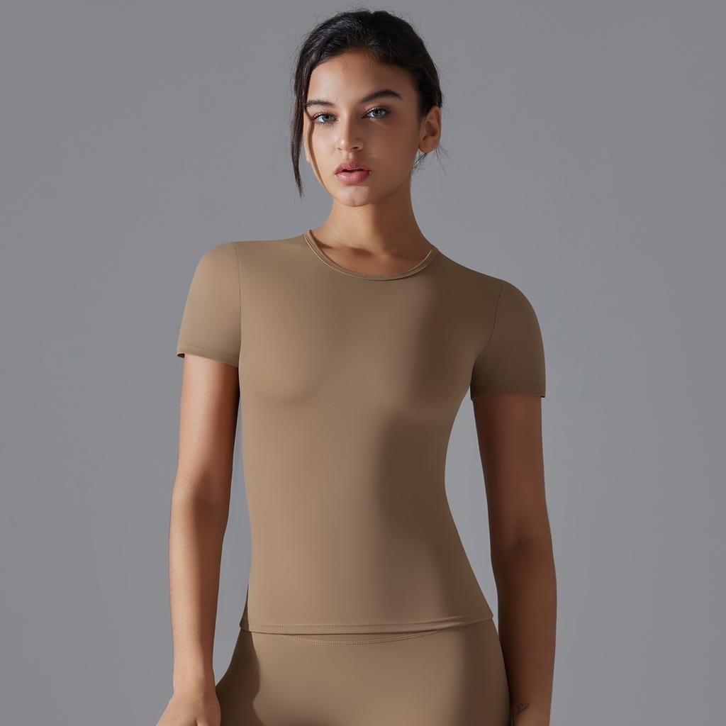 Nessaj Slim Women Short Sleeve Shirts Summer Short Sleeve Top Elasticity Casual T Shirts