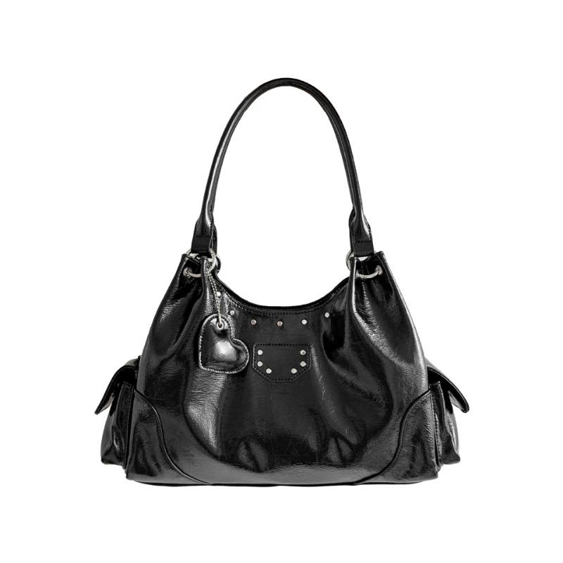 Retro Commuter Bag, New Handbag, Large Capacity, Rivet Love, Fashionable Shoulder Bag.