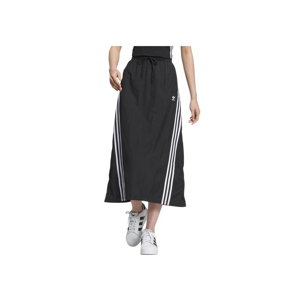 Adidas Originals 3-Stripes Patchwork Casual Long Skirt Women Bottoms Black JC6123