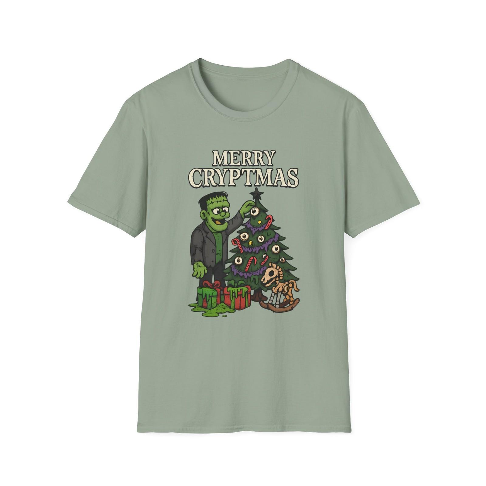 Unisex Softstyle T-Shirt Mens Womens Tees Top Merry Cryptmas Frankenstein Slime Horror Christmas S