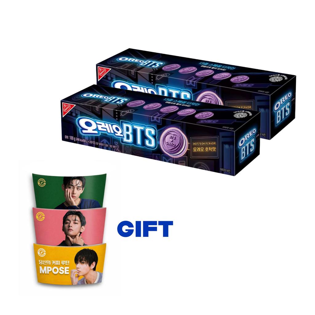 BTS X Oreo Limited Edition Hotteok (Korean Sweet Pancake) Flavor Cookie + BTS V Compose Cup Sleeve 3 Types Gift Set