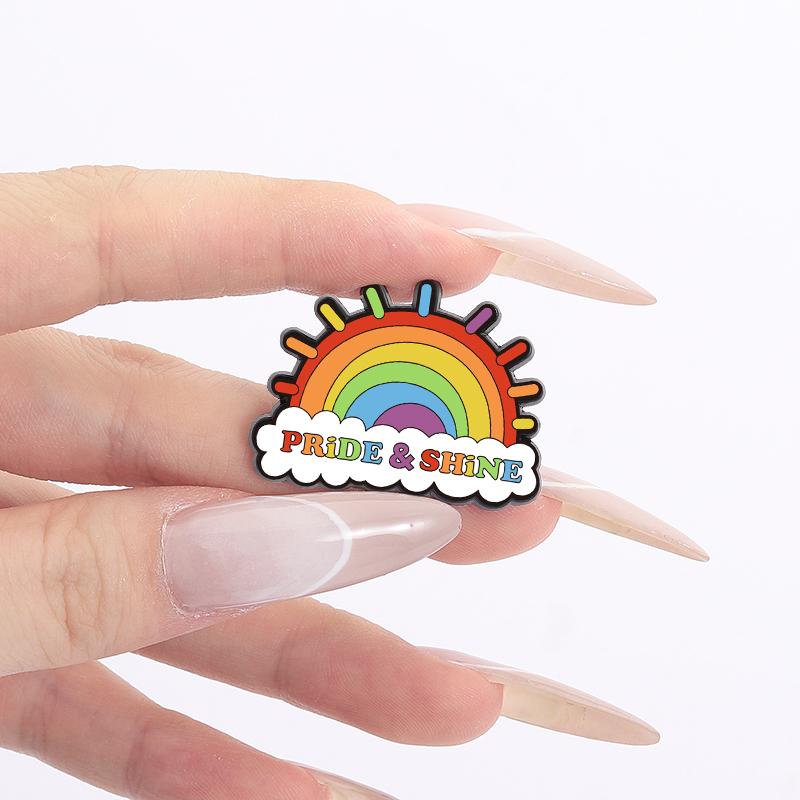 Rainbow Pride Flag LGBT UV Print Pins Custom BE KIND TO ALL KINDS Brooches Lapel Badges Clothes Funny Jewelry Gift for Friends