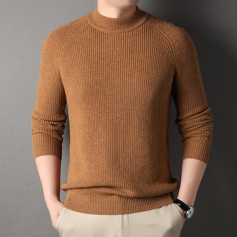 Sweater Men's Thick Winter New Fashion Solid Color Loose Pullover Round Neck Sweater Warm Base Layer