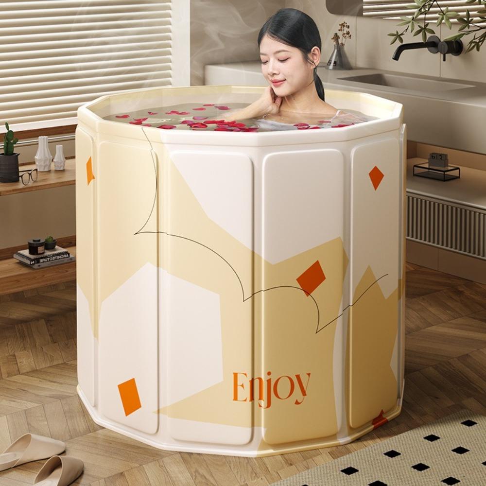 Round Enlarged Foldable Bath Tub Full Body Bath Bucket Portable Portable Bathtub Household