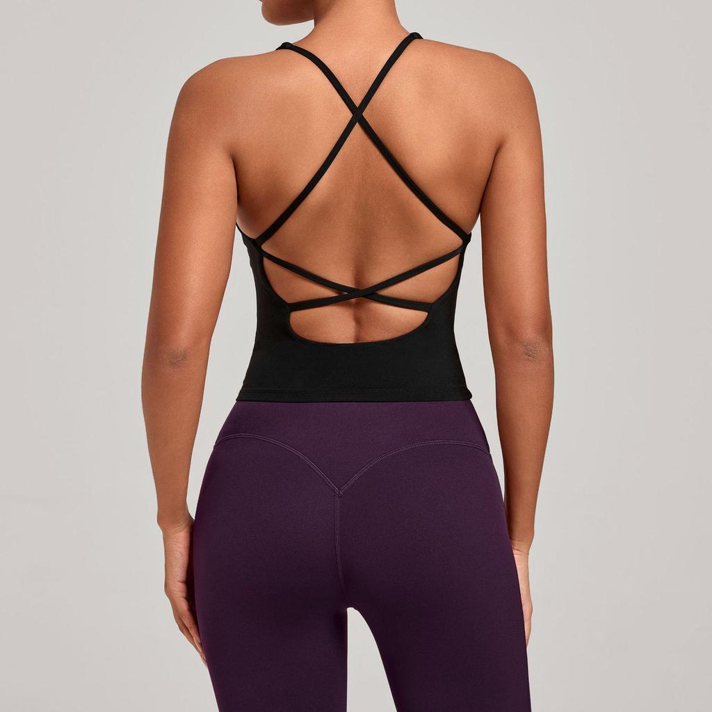 Cross-Strap Quick-Dry Yoga Vest: Versatile Running Sports Top with Stylish Back Design