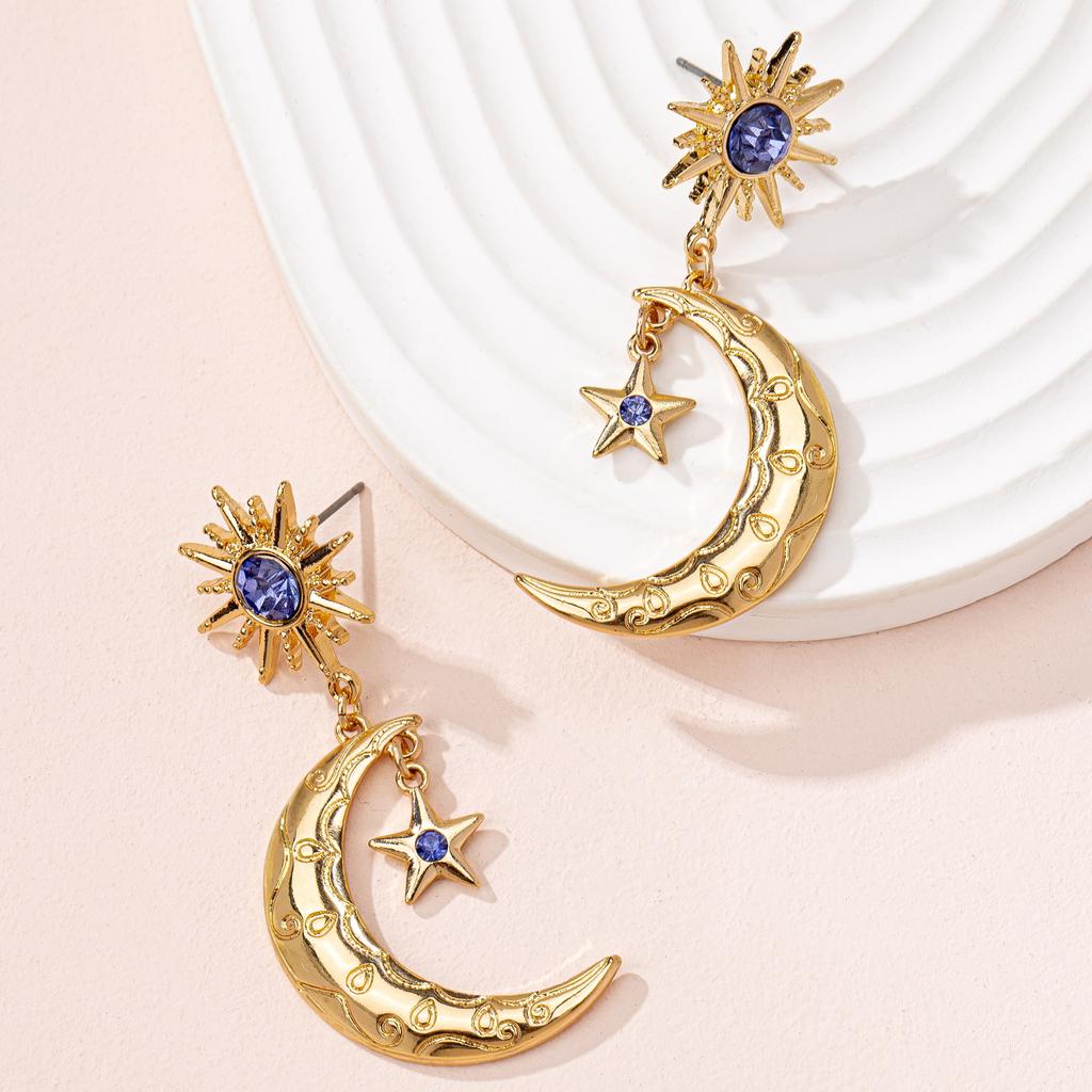 Stud Earrings with Moon and Star Pendants Jewelry Gifts