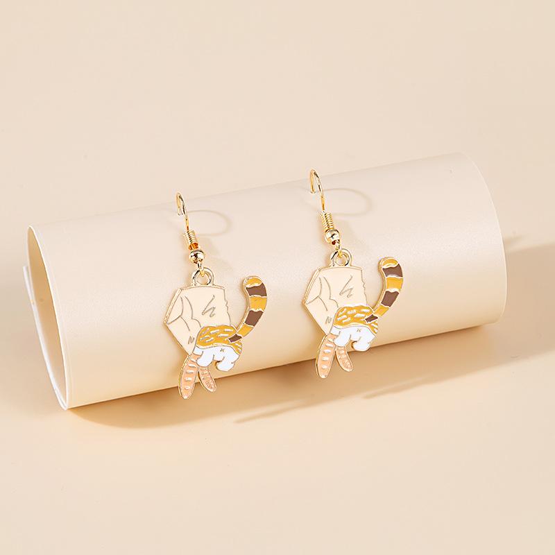 Fashion Cute Fox Koi Cat Rabbit Earrings for Women Girls Sweet Cartoon Enamel Painted Animal Earrings Jewelry Gift