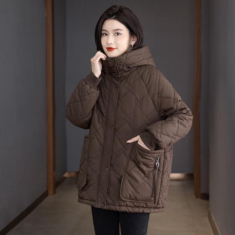 Women's Solid Color Hooded Padded Winter Jacket
