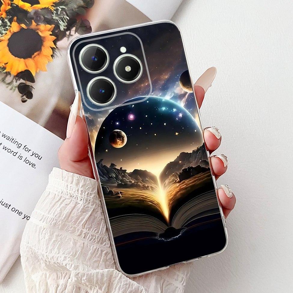 4G Clear For Realme Note 60 Case RMX3933 Luxury Butterfly Love Flowers Cool Lion Painted Phone Case For Realme Note 60X RMX3938