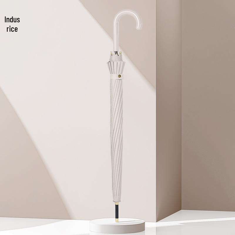 Large Windproof Umbrella: 16-Rib, Long-Handle, Solid Color, Automatic, for Women & Men