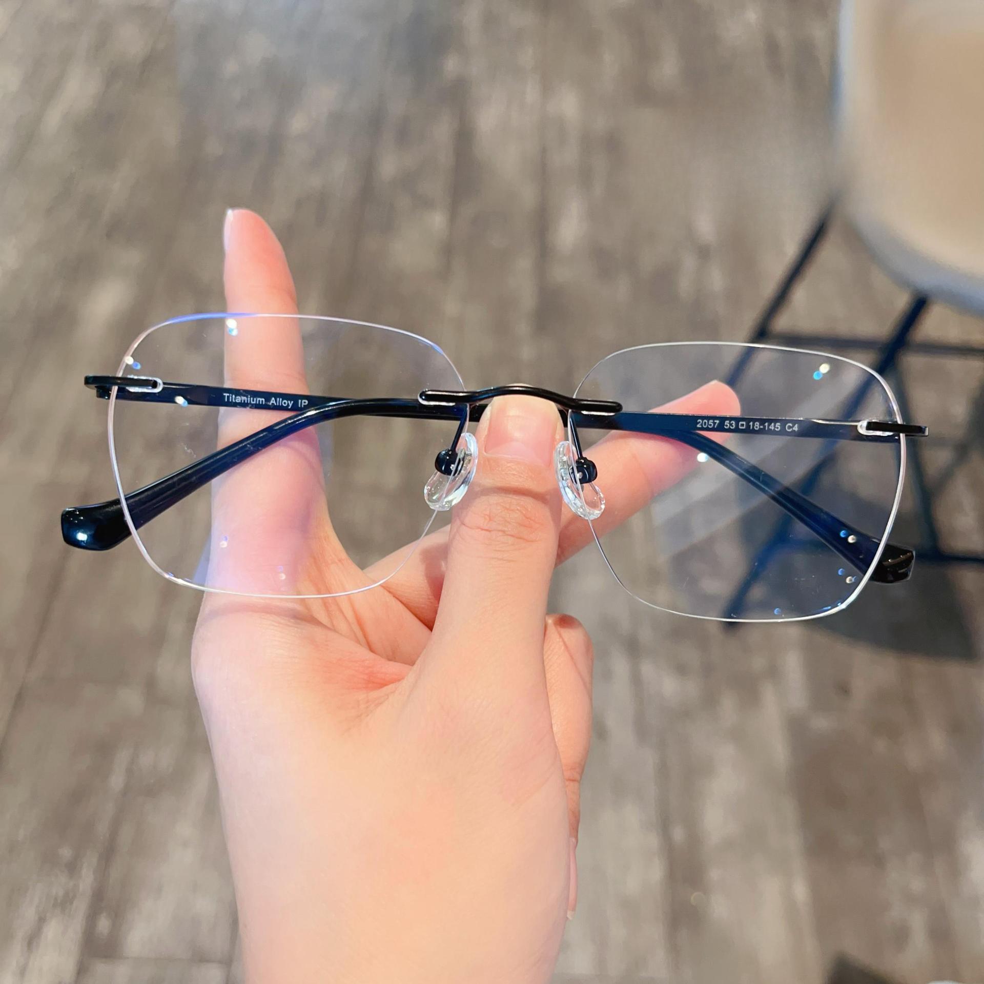Ultra-light Retro Polygonal Frameless Titanium Glasses Frame Matched with Degrees Stylish and Comfortable
