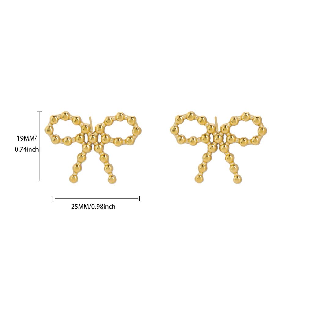Bow Flower Stainless Steel Earring for Women Mama 18K Gold-plated Stud Earring Wedding Jewelry Accessories Valentine's Day Gifts