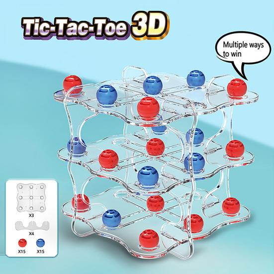 3D Chess Board Game Logic Thinking Training 2 Players Kids Adults Educational Clear 3D Chessboard Toy Toddlers Boys Girls Holiday Gift