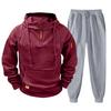 Men's Casual Hoodie and Jogger Set - Long Sleeve Drawstring Sweatsuit with Multiple Pockets for Fall Winter (Dark Gray)
