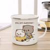 Nuovo gatto Peach e Goma Tazza smaltata Caffè Tazza da tè simpatico animale Colazione Dessert Tazza di acqua di latte regalo di coppia