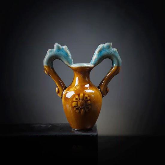 Vază Mini cu Flori Figurine Ceramică Colorată Vintage Vază Miniatură Statuetă Sculptură Mic Suport Ghiveci Decor Ornament