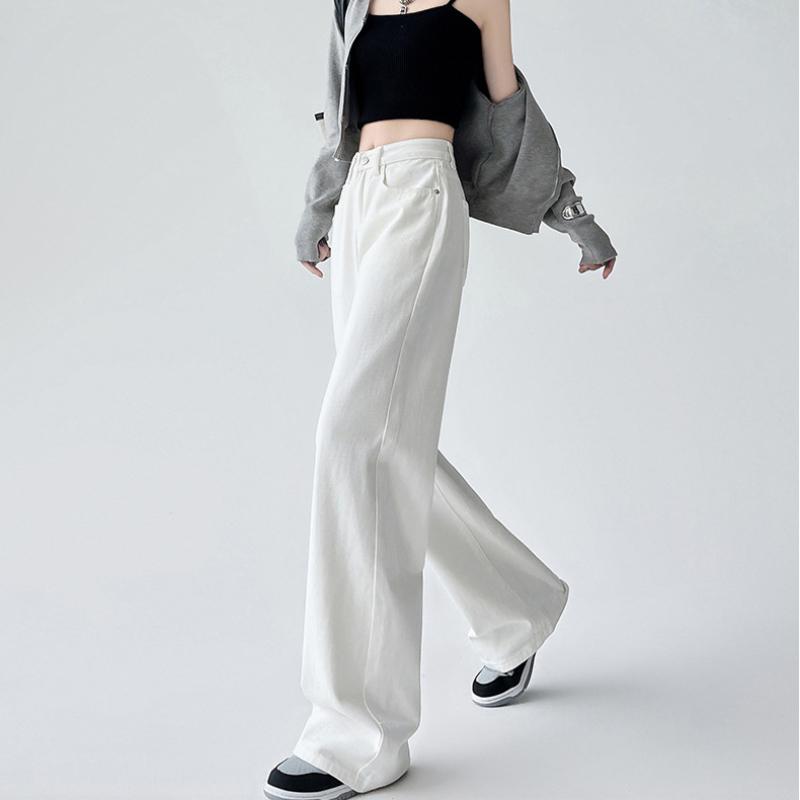 High Waist Wide Leg Denim Pants Women's Spring 2025 New Style Slimming Drapey Loose Floor-Length Narrow Straight Cut Trousers