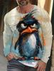 Funny 3D Chicken Print Men's Long Sleeve T-shirt New Autumn Oversized Pullover Hip Hop Punk Clothing Casual Fashion Top