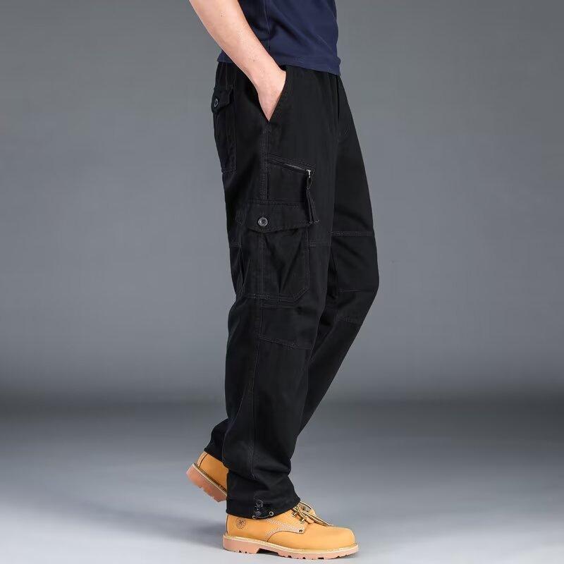 Mens Cargo Work Pants Ripstop Hiking Tactical Pants with Multi Pockets Elastic Waist Pants Cotton Joggers