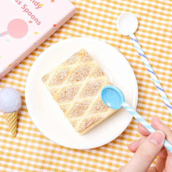 

2 шт. стеклянные ложки в форме конфет, термостойкие стеклянные хрустальные детские длинные ложки для повседневной жизни G