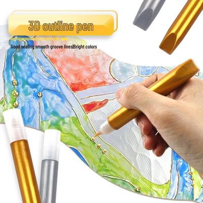 Goldene Kontur 3D Perlmutt Wasserfester Acryl-Stift für DIY und Kinder-Glasmalerei
