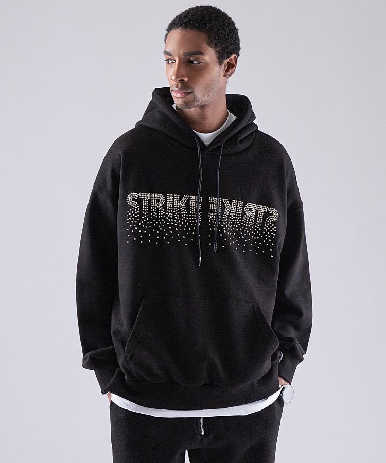 Black Stud Logo Detail Lampo Zip Hoodie