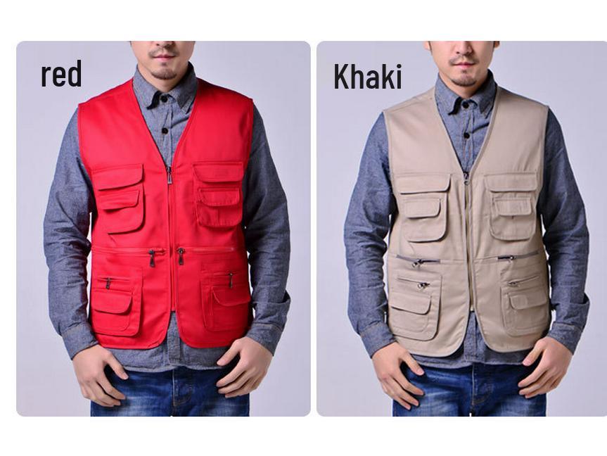 Atmungsaktive Herrenweste mit mehreren Taschen für Angeln und Fotografie - Übergröße, ärmellos, dünner Stil für mittelalte und ältere Männer.