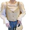 Autumn Energetic Girl Button-Up Cropped Vest & Versatile Shirt Set