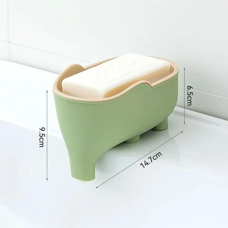 Soap Box NEW Double Layer Creative Cute Elephant Bathroom Accessories Home Decorative Children Students Waterproof Drain Rack