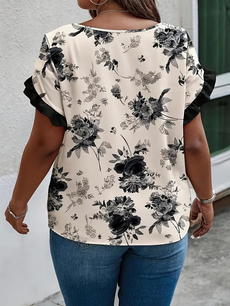 Women's 3D Print Round Neck Trendy T-shirt - European & American Summer Fashion