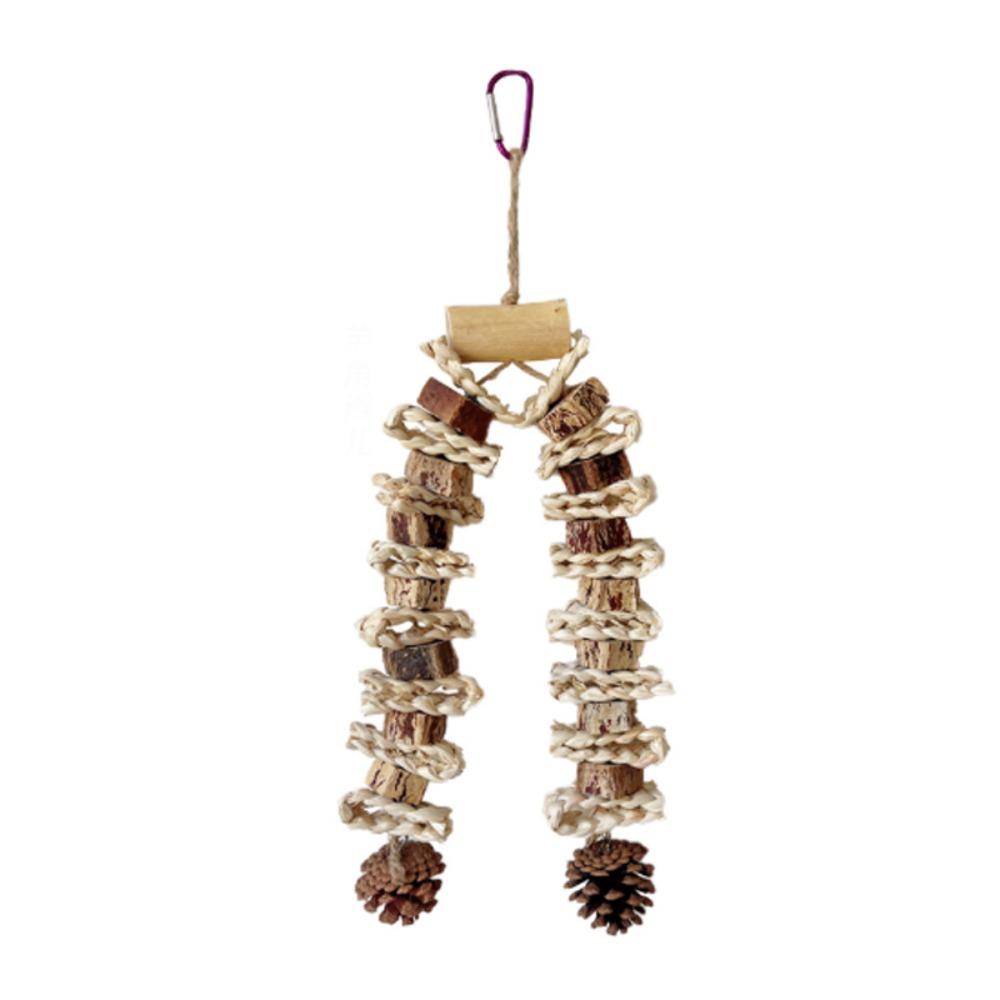 

Игрушка-шишка для жевания попугая, игрушка для тренировки кусания из кукурузной шелухи, игрушка для стачивания зубов птицы, деревянная игрушка-орех для попугая Style A