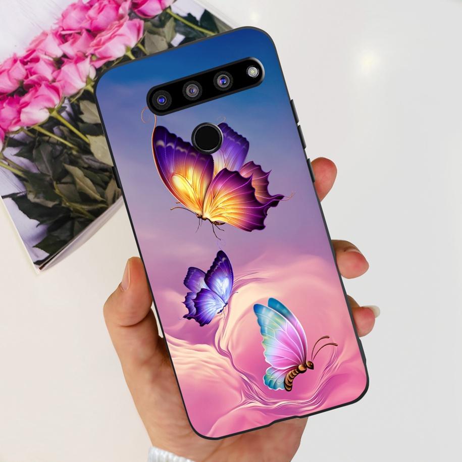 For LG V50 ThinQ 5G Case LM-V500EM Phone Cover Fashion Flower Butterfly Soft Silicone Back Cover For LG V40 V50s Thinq 5G Bumper