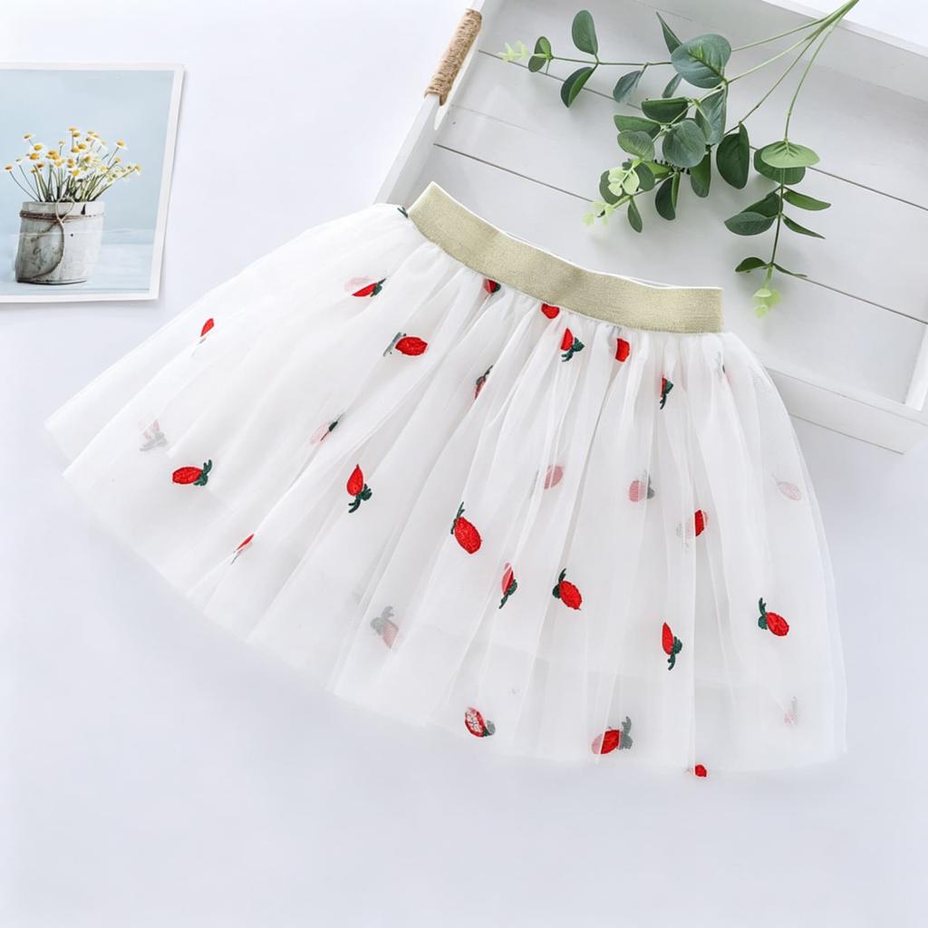 Gonna di Tulle Floreale alla Moda per Ragazze, Casual, Vestibilità Larga, Gonna Sovrapposta in Rete con Elastico in Vita per Bambini, Comoda per l'Uso Quotidiano