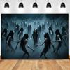 1pc Party Banner with Eerie Dead Dance Polymer Background  Suitable for Haunted House  Indoor/outdoor Halloween Decoration