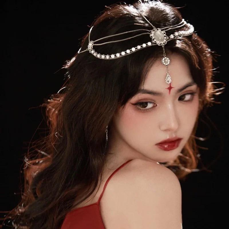 Bohemian Princess Tassel Forehead Pendant - Exotic Ethnic Style Hair Accessory