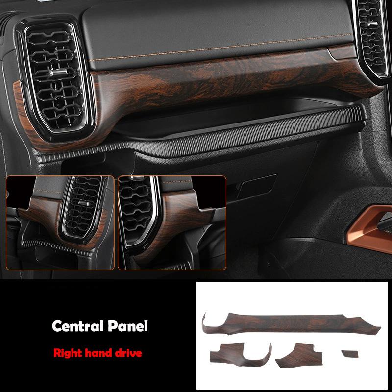 LHD RHD For Ford Ranger Wildtrak T9   2024 ABS Wood door handle bowl Central Screen trument Reading Light panle cover