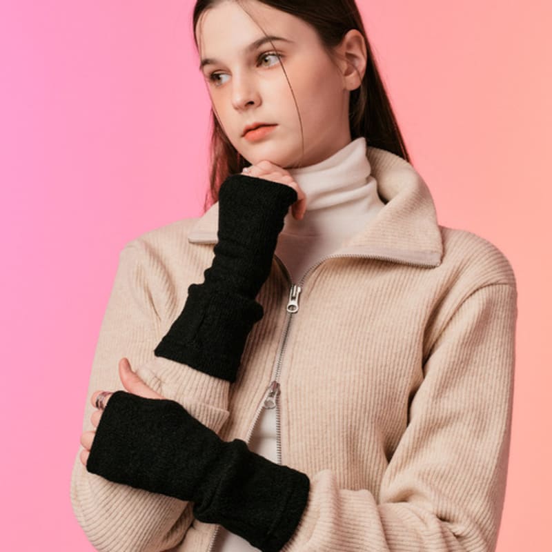 KOLEAT [Heavy Fleece Ver.] Knit Hand Warmer (BLACK) Fall/Winter Gloves Ver.