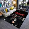 Area Rug, Slipknot Band Members Masks Red Logo Nu Metal Group Photo Print, Man Cave Decor, Non-Slip Mat