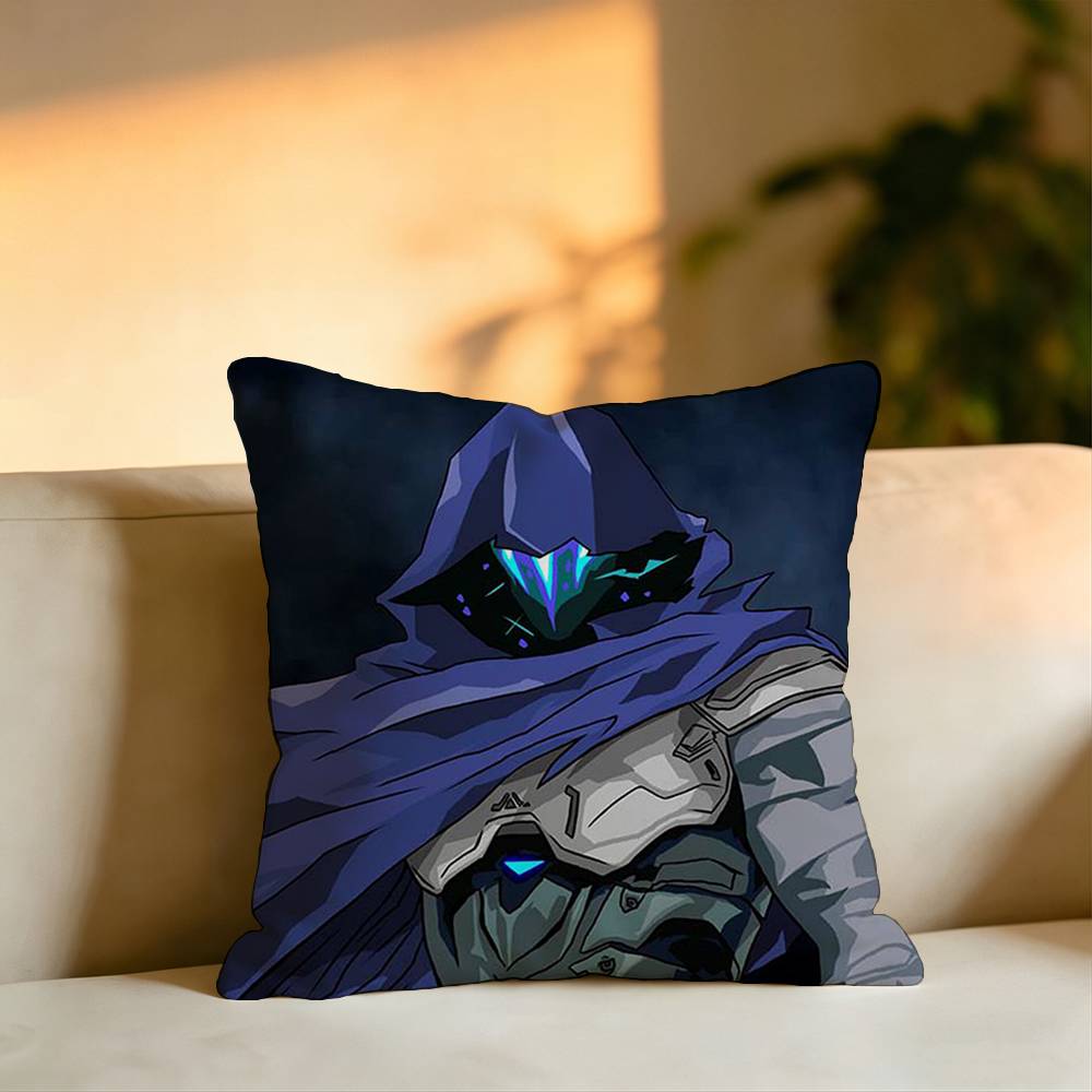 Hot Game Valorant OOmen Pillow Case Square DoubleSided Sofa Cushion Cover Bedroom Bedside Pillow