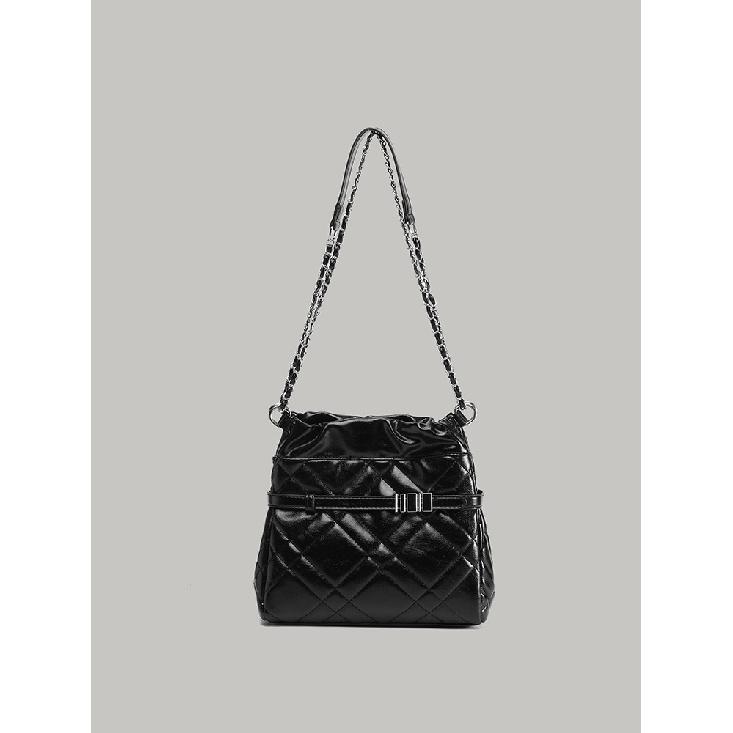 Niche Design 2025 Summer New Diamond Pattern Chain Bag Fashionable Versatile High-Quality Textured Shoulder Crossbody Bag Trendy чёрный
