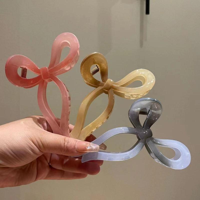 Simple Hollow Streamer Bow Ties Oil Dripping Plastic Hair Claw Clip Hairpin Hair Accessories for Women
