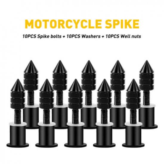 Universal Black Bolt Spike Windscreen Motorcycle Fairings Plate License 5mm M5