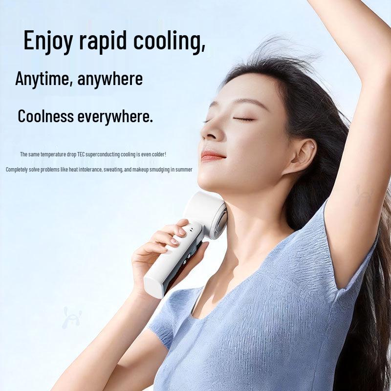 Portable Turbo USB Fan with Digital Display - Foldable Handheld Cooling Solution Ice Pack Handheld Fan