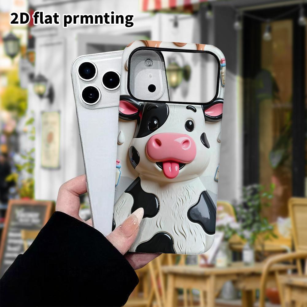 Phone Case: 2D Flat Design Suitable for iPhone 18 17 16 15 14 13 Pro Film Protective Case, Couple Style, Cute Cow, Christmas and Halloween Gift